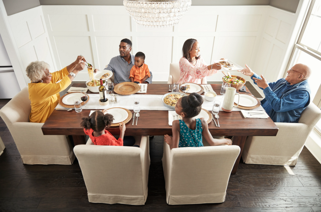 Family having breakfast at the dining table | Carpet Your World